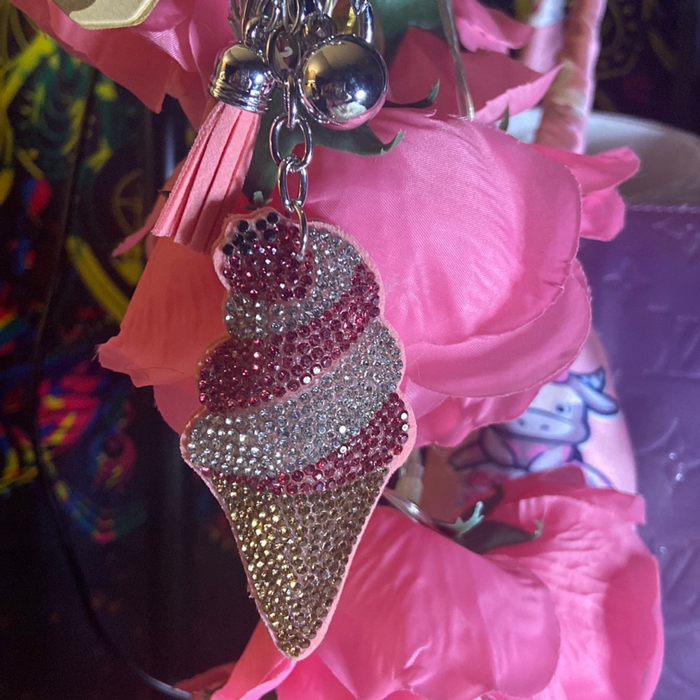 Bling Ice Cream Cone Purse Charm